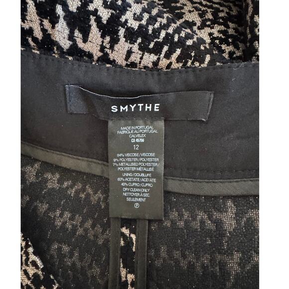 Smythe High Waisted Cuff Trouser in Black Metallic Plaid Size 12 - Picture 5 of 5
